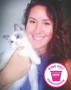 January's Pink Pot Ambassador Kristi with her cat